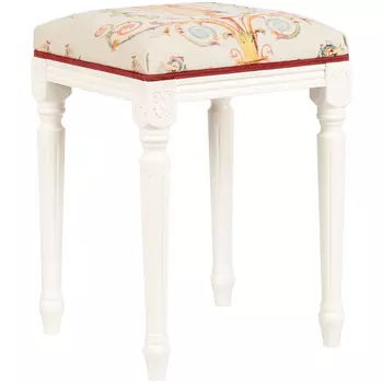 Банкетка одноместная из массива бука бежевая с растительным орнаментом Raffael Beige Floral Banquette