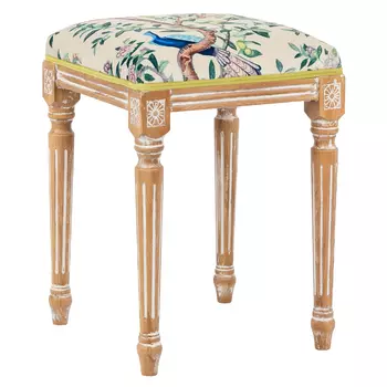 Банкетка одноместная из массива бука с цветочным принтом Beige Chinoiserie Garden Banquette
