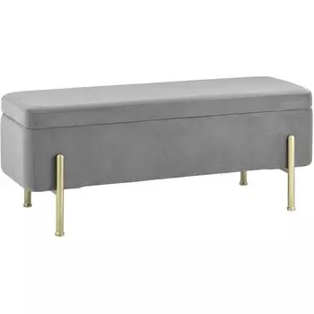 Банкетка с ящиком светло-серый велюр Sanjay Velour