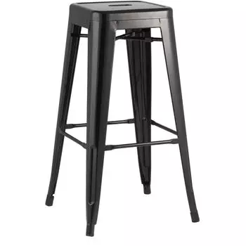 Барный Стул без Спинки Глянцевый Черный Металл