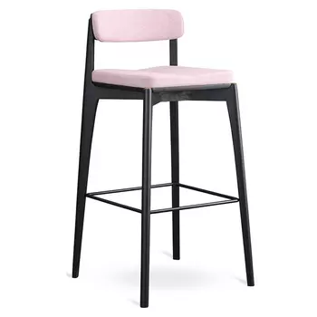 Барный стул из массива ясеня с обивкой из рогожки Elegant Ash Shape
