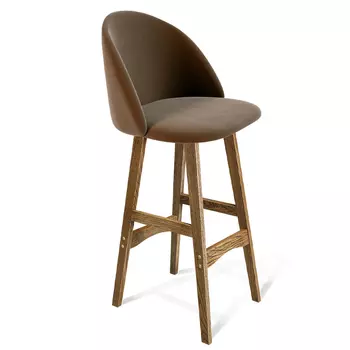 Барный стул со спинкой на 4-х деревянных ножках Коричневый Велюр Vendramin Chair