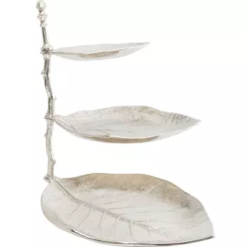 Блюдо трёхъярусное Chrome Leaves