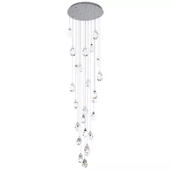 Большая каскадная люстра с хрустальными плафонами хром Esme Crystal Chrome Cascade Chandelier 25