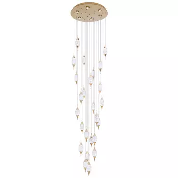 Большая каскадная люстра с хрустальными подвесками Esme Drops Crystal Brass Cascade Chandelier 25