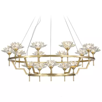 Большая Люстра Хрустальные Цветы Лотоса Lotus flower Clear Glass lamp 15