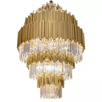 Большая многоярусная люстра Luxxu Modern Cascade Chandelier Gold Metal Glass 93