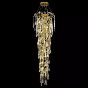 Большая вертикальная люстра Frozen drop Золотистая