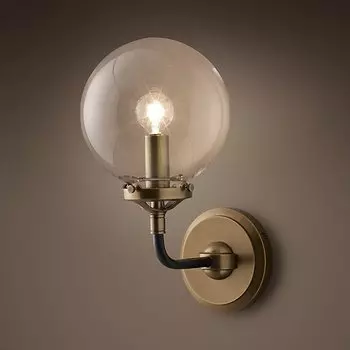 Бра Bistro Globe Clear Glass Single Sconce Brass