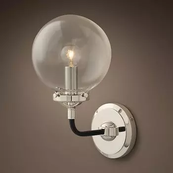 Бра Bistro Globe Clear Glass Single Sconce Nickel