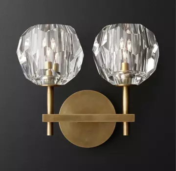 Бра Бра RH Boule de Cristal Double Sconce Brass