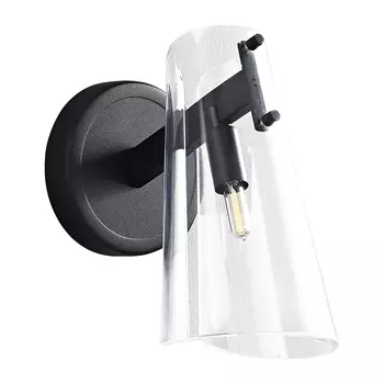 Бра конусообразной формы из прозрачного акрила и черной стали Glass Cylinder Black