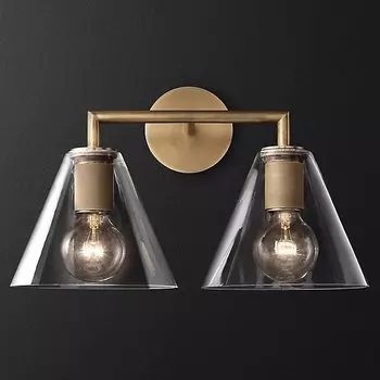 Бра RH Utilitaire Funnel Shade Double Sconce Brass