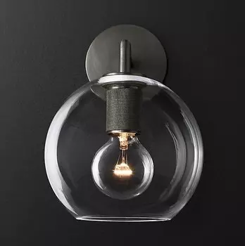 Бра RH Utilitaire Globe Shade Single Sconce Black