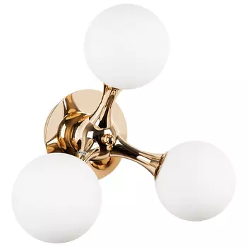 Бра с 3-мя плафонами из стеклянных шаров Pearls Suspension Gold Wall Lamp