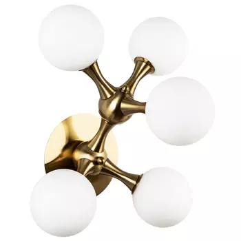 Бра с 5-ю плафонами из стеклянных шаров Pearls Suspension Brass Wall Lamp