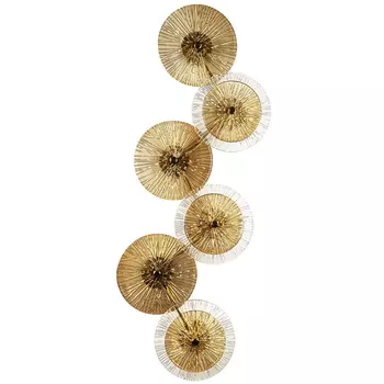 Бра с 6-ю плафонами в форме диска из рельефного коричневого стекла Decorative Six Glass Discs Wall Lamp