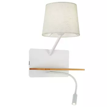 Бра с абажуром и гибким спотом Trumpet Wall White USB