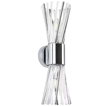 Бра с декором в виде хрустальных и металлических трубочек Nembus Glass Chrome Wall Lamp