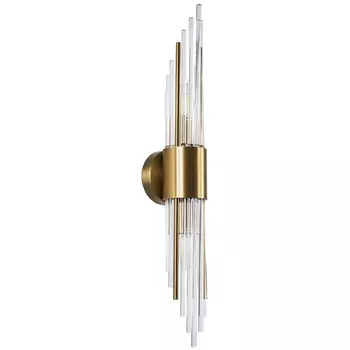 Бра с декором в виде хрустальных трубочек Nembus Brass Round Glass Wall Lamp