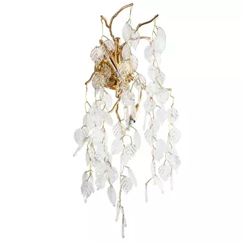 Бра с хрустальными подвесками в виде листьев Fairytree Leaves Gold Wall Lamp