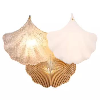 Бра с плафонами в виде листьев золотистого и белого цвета Lilian Wall Lamp