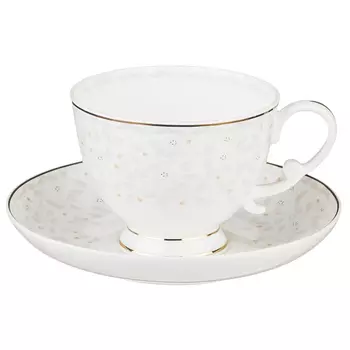 Чайная пара белого цвета из фарфора 250 мл Floral Charm