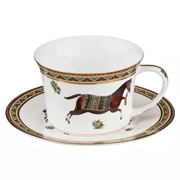 Чайная пара из фарфора с изображением лошади 250 мл Porcelain Horse Set