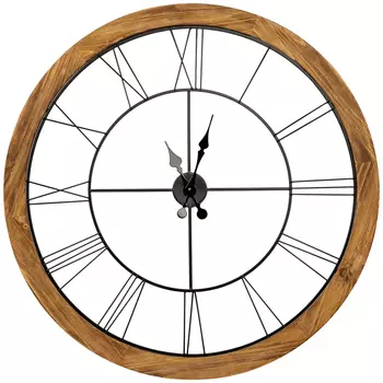 Часы настенные деревянные с римскими цифрами чёрного цвета Clock with History