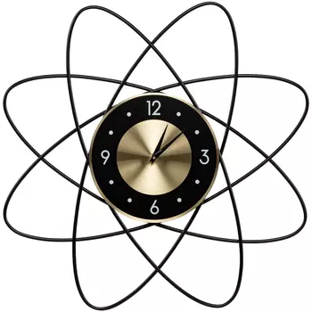 Часы настенные металлические с чёрно-золотым циферблатом Current Time