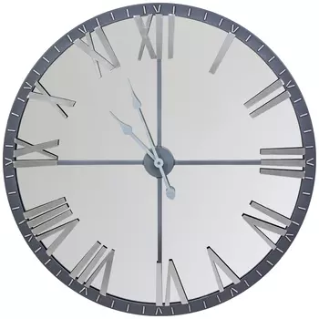 Часы настенные зеркальные с серебряным металлическим циферблатом Mirror Tower Clock