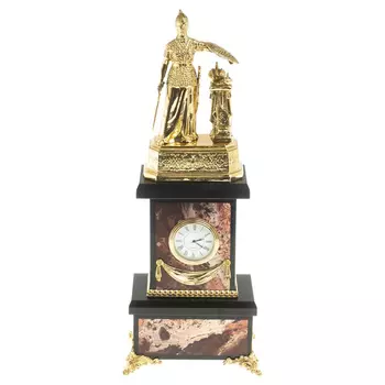 Часы настольные бронзовые из натурального камня Яшма Stone Clock