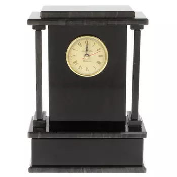Часы настольные черные из натурального камня Обсидиан Stone Clock