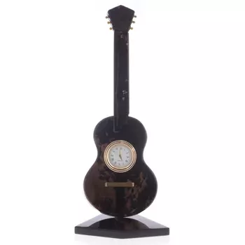Часы настольные в виде гитары из натурального камня Обсидиан Stone Clock