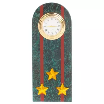 Часы подарочные погон полковник МВД из натурального камня Змеевик Military Clock