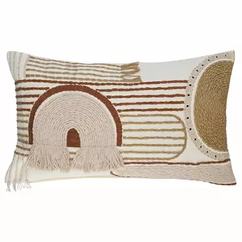 Чехол на подушку с вышивкой в виде геометрических узоров Beige Calista Rect