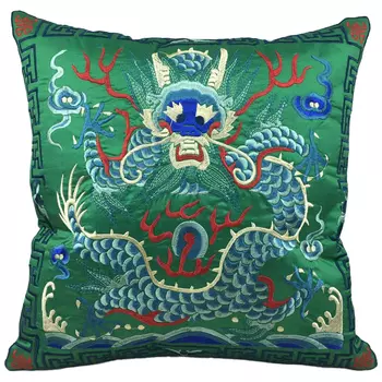 Декоративная подушка с вышивкой Chinese Dragon Green