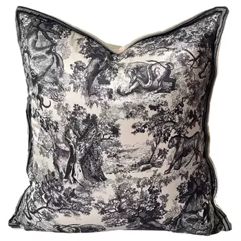 Декоративная подушка стиль Dior Toile de Jouy Fauna Pillow Beige