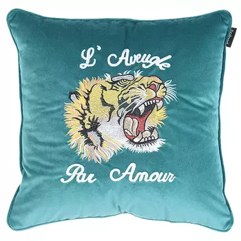 Декоративная подушка Стиль Gucci Tiger Turquoise Cushion