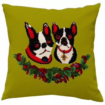 Декоративная подушка Стиль Gucci Two Dogs Green