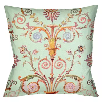 Декоративная подушка светло-зеленая с растительным орнаментом Raffael Floral Green Cushion