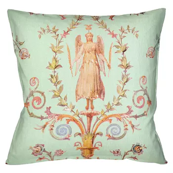 Декоративная подушка светло-зеленая с растительным орнаментом Raffael Angel Green Cushion