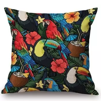 Декоративная подушка Toucans and Flowers