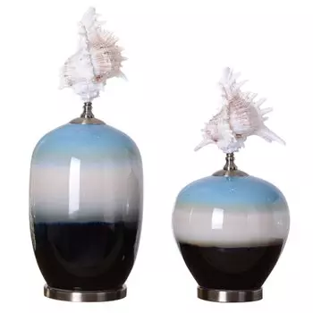 Декоративный сосуд с ракушкой ceramic vessel shell