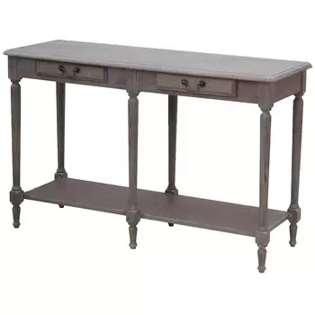Деревянная консоль из массива дерева с двумя ящиками Oak Margery Provence Console Table
