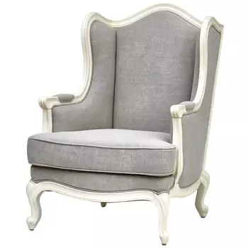 Деревянное кресло в стиле прованс с высокой спинкой Ilbert Grey Armchair