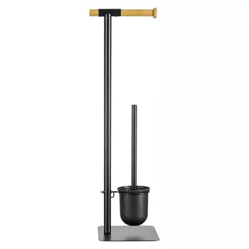 Держатель для туалетной бумаги с подвесным ершиком Black Bathroom Accessory