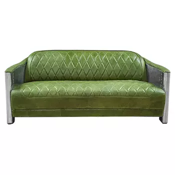 Диван Авиатор Sofa 2 seat зеленая кожа