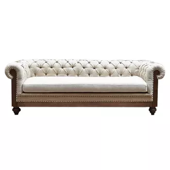 Диван Deconstructed Chesterfield Sofa triple Ivory Linen