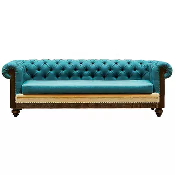 Диван Deconstructed Chesterfield Sofa triple turquoise Linen